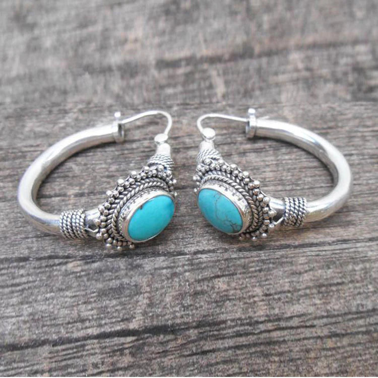 Elegáns Sterling Ezüst Türkiz Fülbevalók