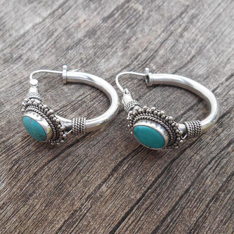 Elegáns Sterling Ezüst Türkiz Fülbevalók