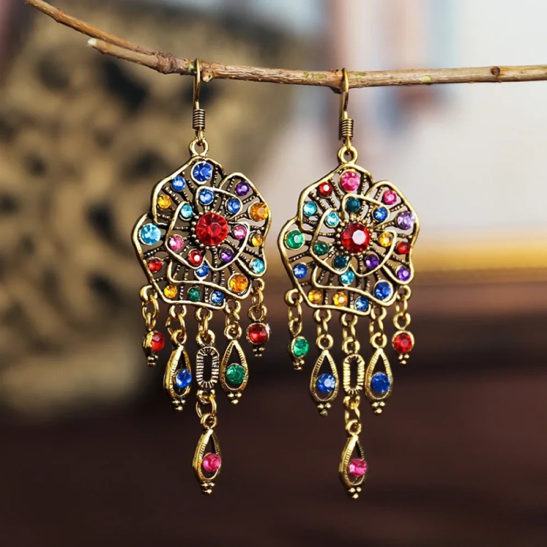 Színes Mandala Vintage Fülbevalók