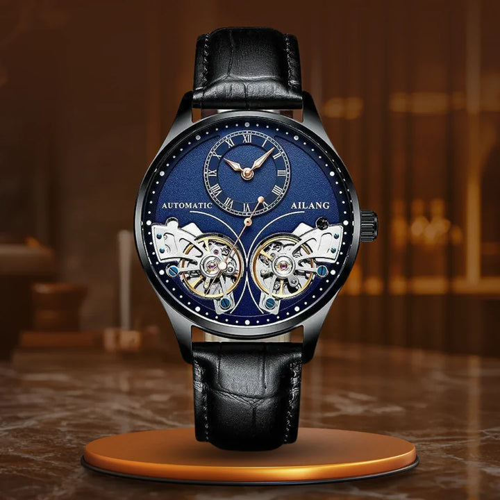 Világító dupla Tourbillon mechanikus óra