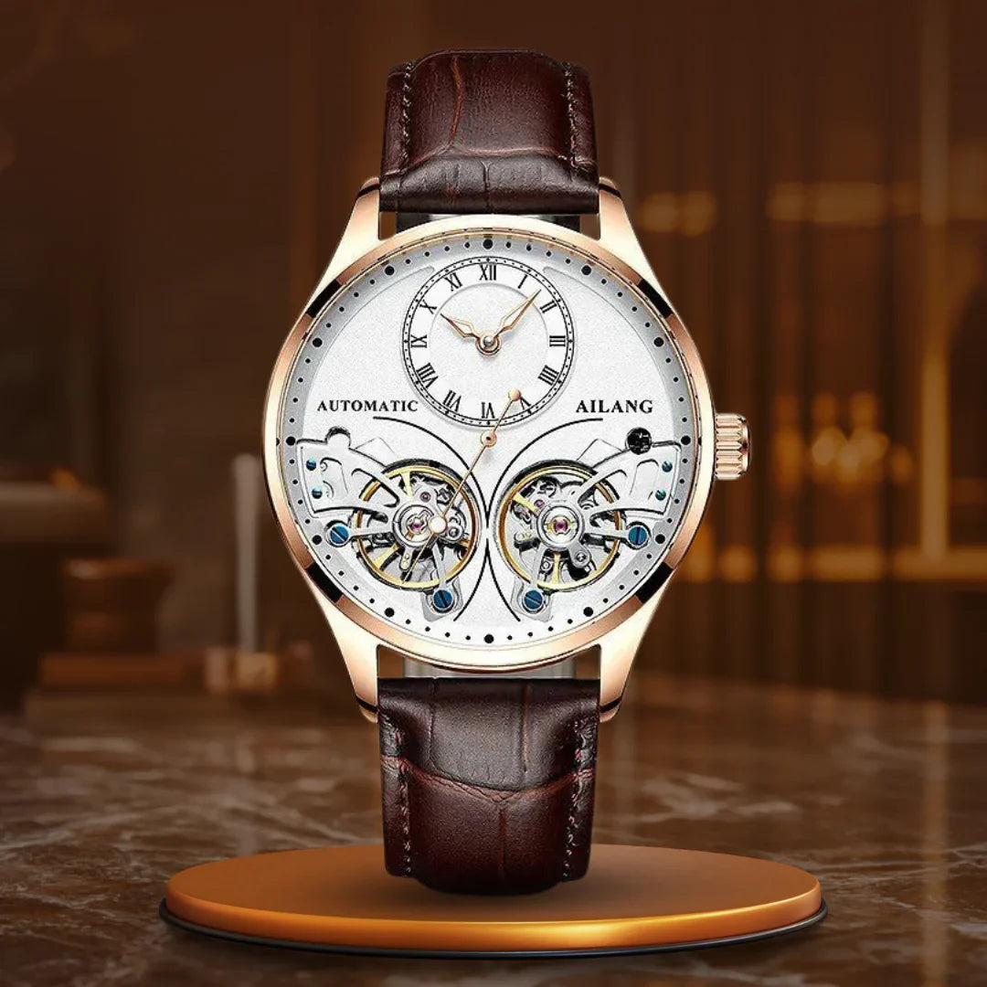 Világító dupla Tourbillon mechanikus óra