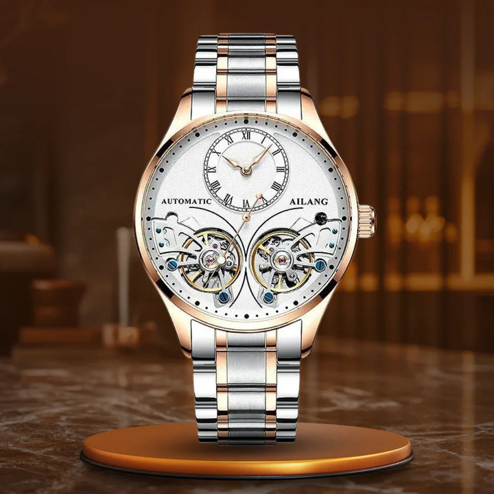 Világító dupla Tourbillon mechanikus óra