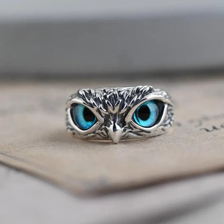 Állítható Szerencsebagoly Gyűrű Ezüst Színben Opál Kővel