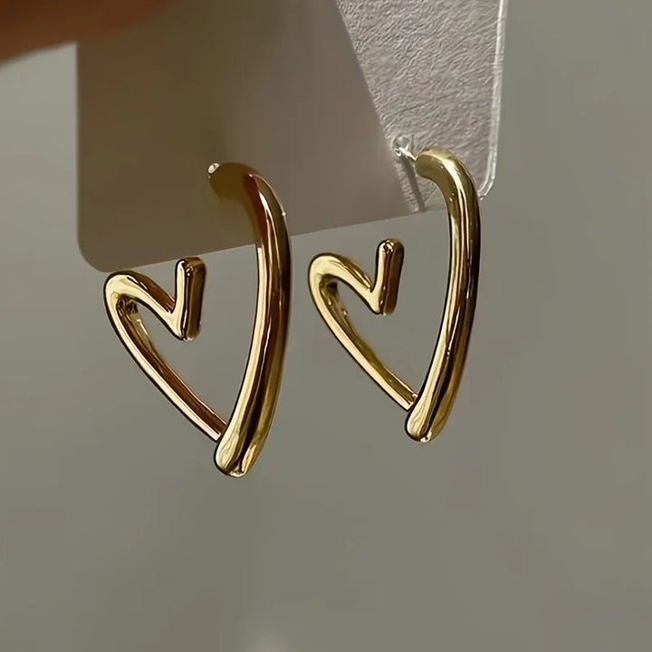 Elegáns Szív Alakú Rózsa Arany Fülbevalók