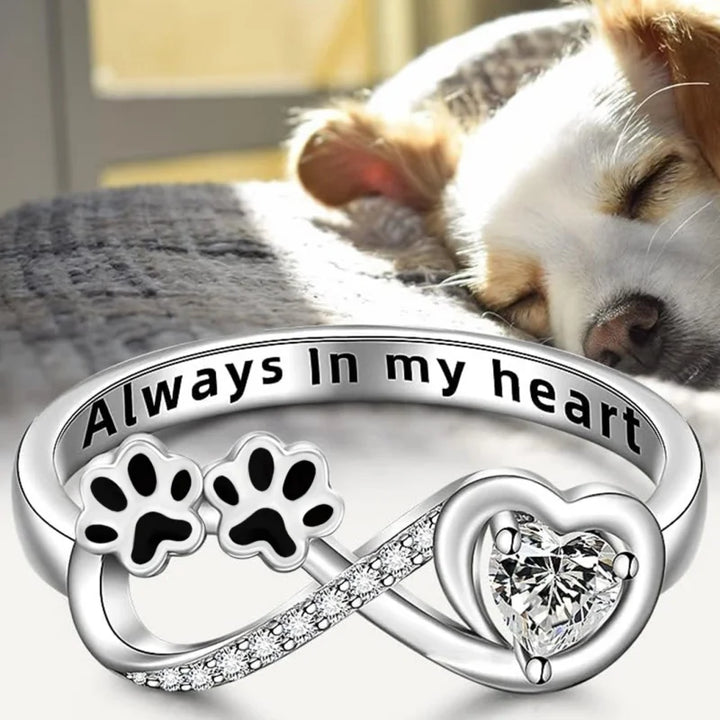 Paw Print Gyűrű Szív és Végtelen Mintával