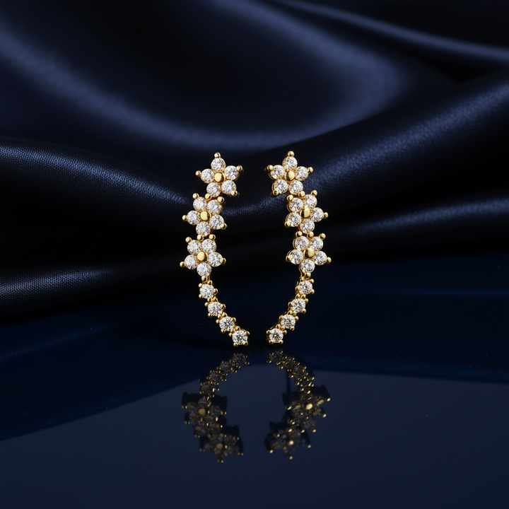Brincos ear climbers em ouro amarelo