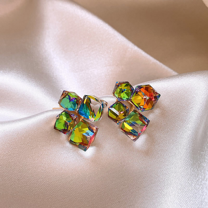 Sokszínű Zirconia Fülbevalók Elegáns Aranyban