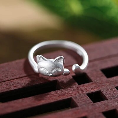 Vintage gyűrű kiscicával ezüstben
