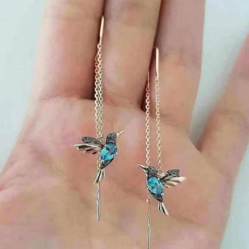 Arany Kolibri Fülbevalók Kristályokkal