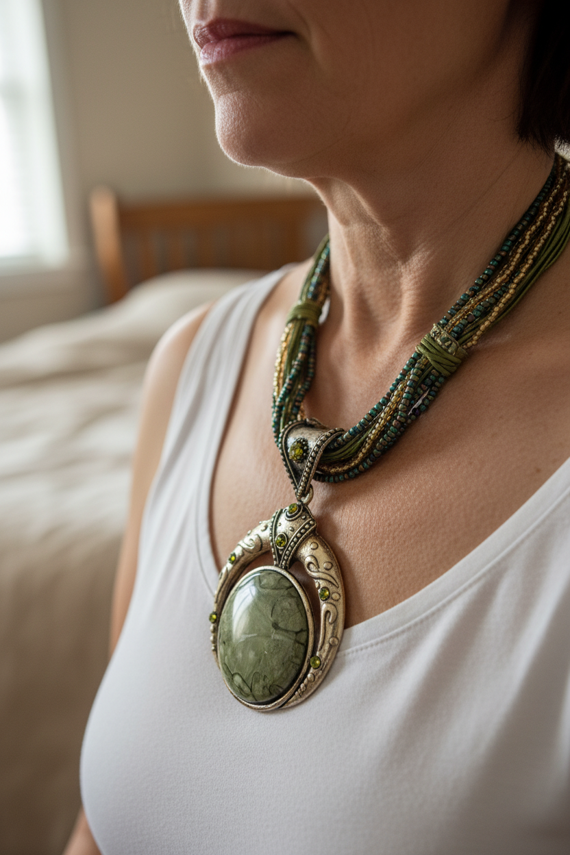 Review do colar com pendente verde